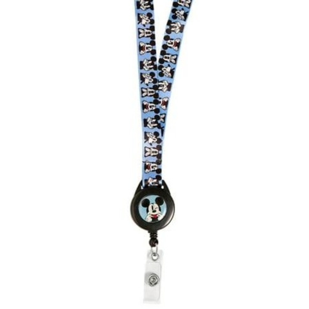 Disney Mickey Mouse Lanyard Unisex OS Blue Excellent Retractable Badge Holder